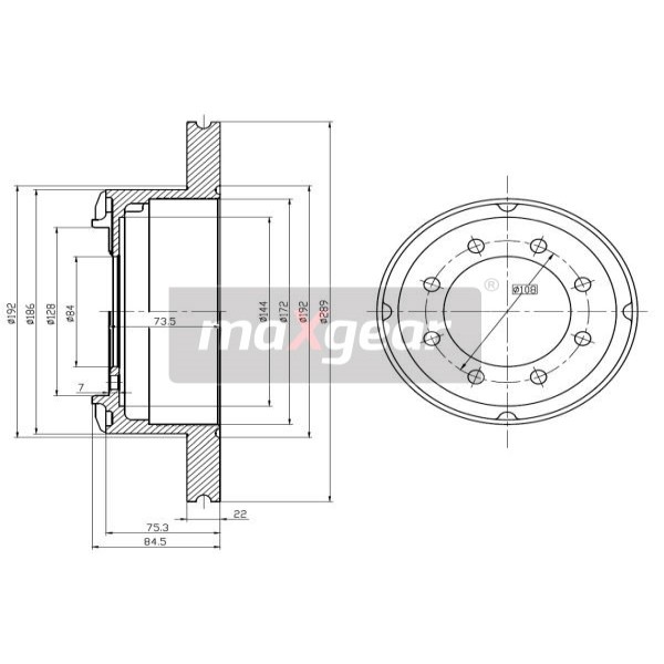 Слика на кочионен диск MAXGEAR 19-0986 за камион Iveco Daily 1 Platform   - 103 коњи дизел