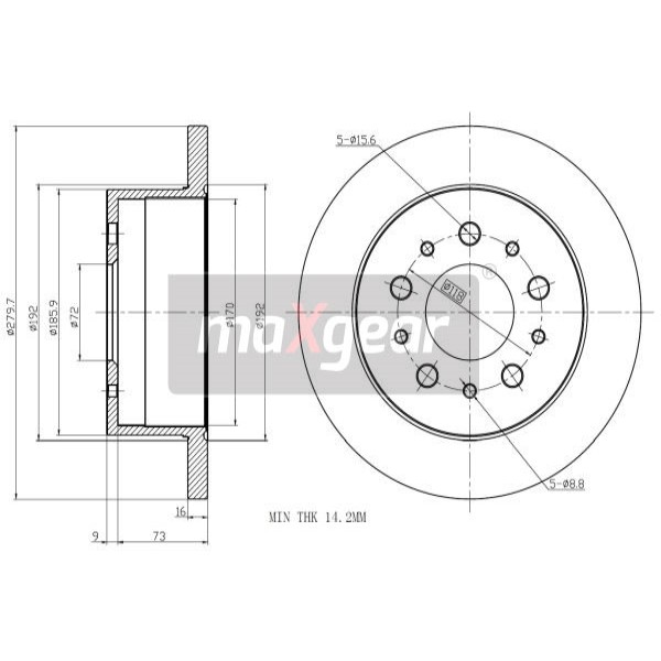 Слика на кочионен диск MAXGEAR 19-0993 за Citroen Jumper BOX 244 2.0 - 110 коњи бензин