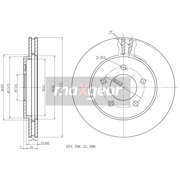 Слика на Кочионен диск MAXGEAR 19-1004