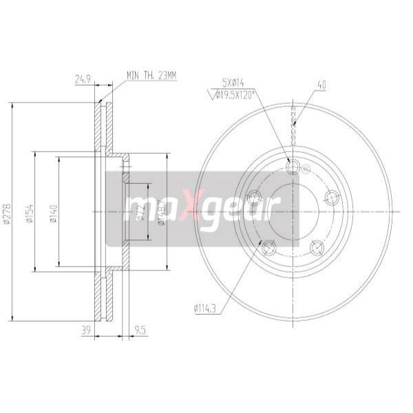 Слика на Кочионен диск MAXGEAR 19-1012