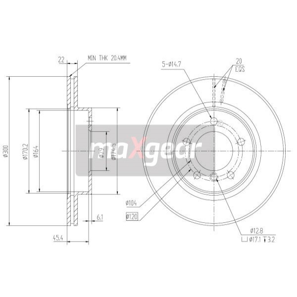 Слика на Кочионен диск MAXGEAR 19-1016