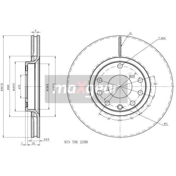 Слика на кочионен диск MAXGEAR 19-1019 за Opel Astra G Coupe 2.0 16V Turbo - 190 коњи бензин