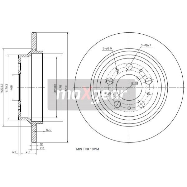 Слика на кочионен диск MAXGEAR 19-1022 за Volvo V70 Estate 2 (P80) 2.4 D5 - 163 коњи дизел