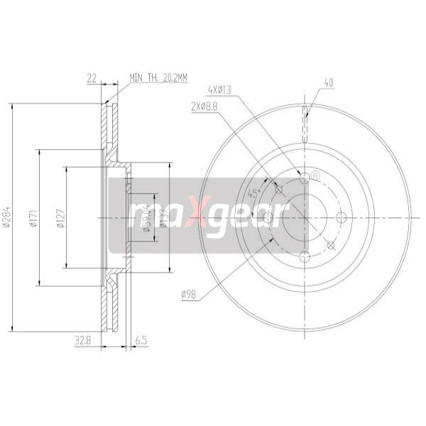 Слика на Кочионен диск MAXGEAR 19-1025