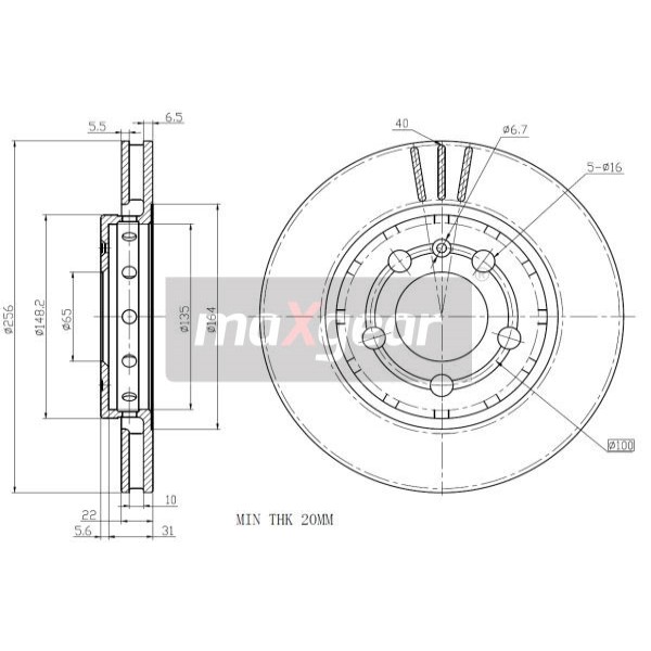 Слика на кочионен диск MAXGEAR 19-1027 за VW Golf 4 Variant (1J5) 1.9 TDI 4motion - 115 коњи дизел