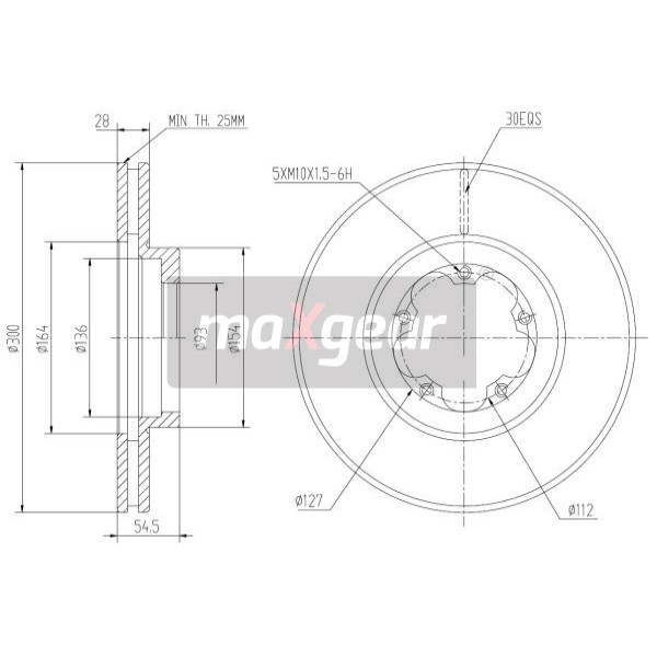 Слика на Кочионен диск MAXGEAR 19-1047