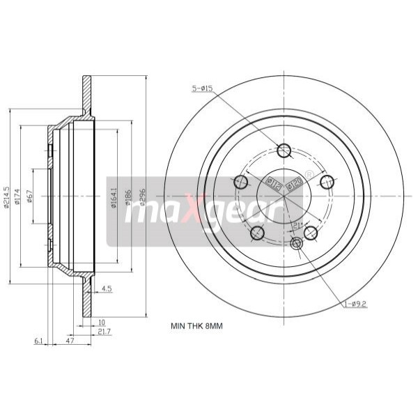 Слика на кочионен диск MAXGEAR 19-1056 за Mercedes Viano (w639) CDI 2.2 4-matic - 150 коњи дизел