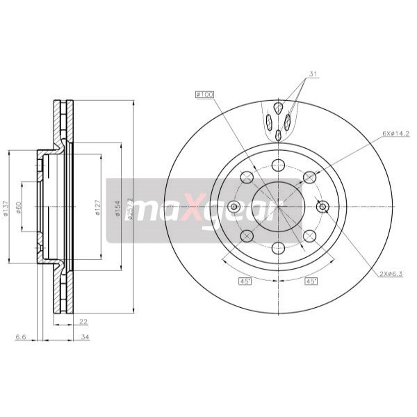 Слика на кочионен диск MAXGEAR 19-1063 за Opel Corsa D 1.0 - 60 коњи бензин