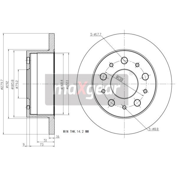 Слика на кочионен диск MAXGEAR 19-1066 за Citroen Jumper BUS 230P 2.5 TD - 103 коњи дизел