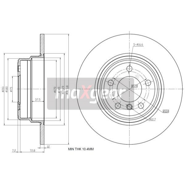 Слика на Кочионен диск MAXGEAR 19-1204