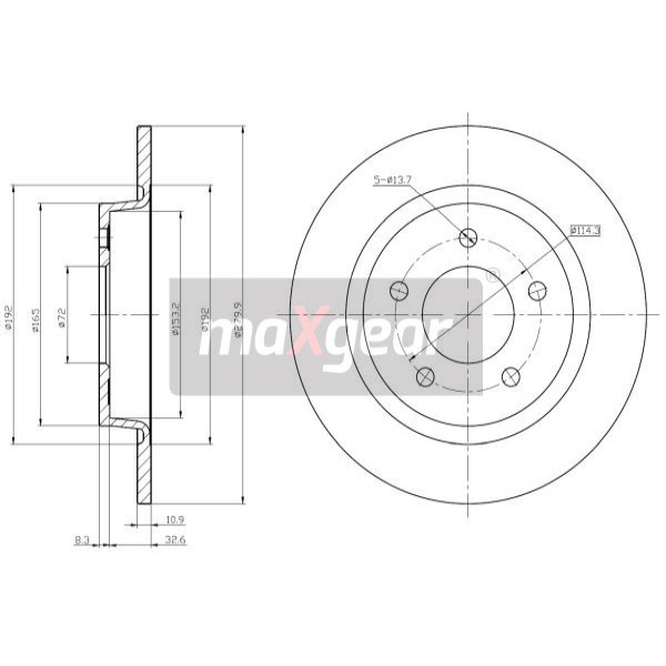 Слика на Кочионен диск MAXGEAR 19-1206