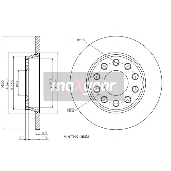 Слика на кочионен диск MAXGEAR 19-1219 за Audi A4 Convertible (8H, 8E, B7) 2.4 - 170 коњи бензин