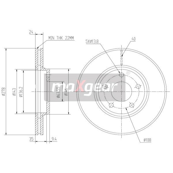 Слика на Кочионен диск MAXGEAR 19-1257