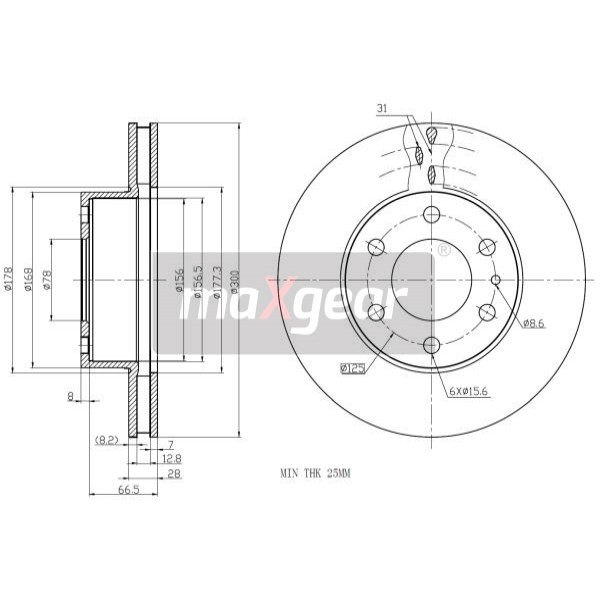 Слика на кочионен диск MAXGEAR 19-1337 за камион Iveco Daily 2006 Platform 35C10, 35S10 - 95 коњи дизел