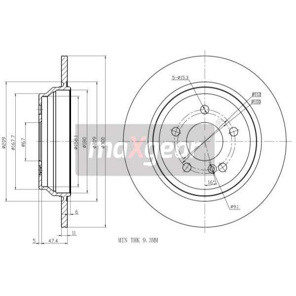 Слика на кочионен диск MAXGEAR 19-1797 за Mercedes S-class Saloon (w220) S 430 (220.070, 220.170) - 279 коњи бензин