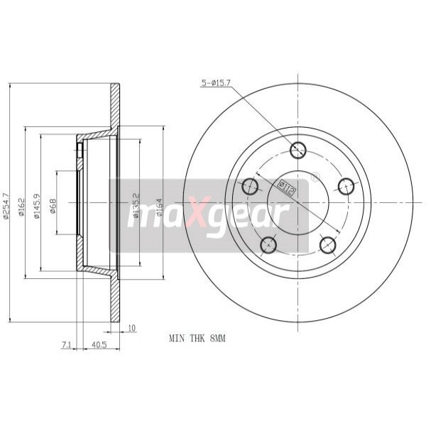 Слика на кочионен диск MAXGEAR 19-1801 за Audi Allroad (4BH, C5) 2.7 quattro - 254 коњи бензин