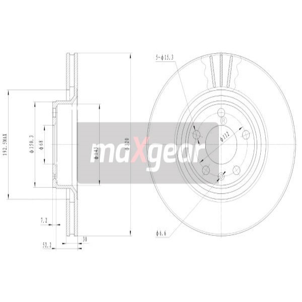 Слика на кочионен диск MAXGEAR 19-1838 за Audi A6 Avant (4F5, C6) 3.0 TDI quattro - 240 коњи дизел