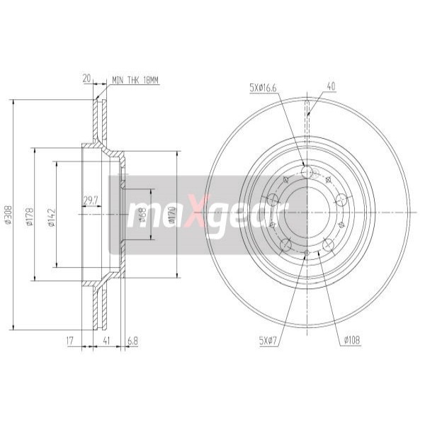 Слика на Кочионен диск MAXGEAR 19-1839