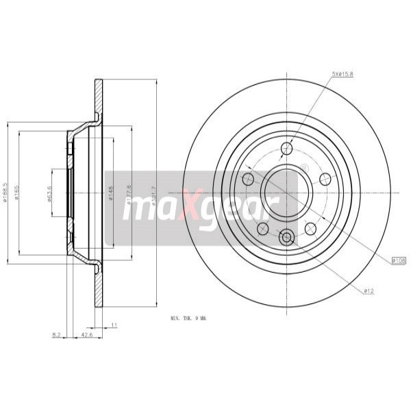 Слика на кочионен диск MAXGEAR 19-1853 за Ford Mondeo 4 1.8 TDCi - 100 коњи дизел