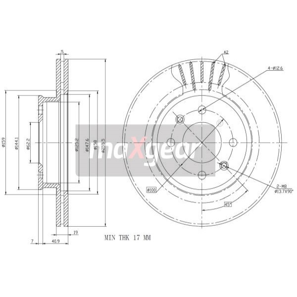 Слика на Кочионен диск MAXGEAR 19-1861