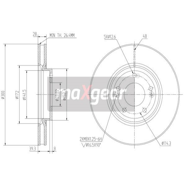 Слика на Кочионен диск MAXGEAR 19-1863