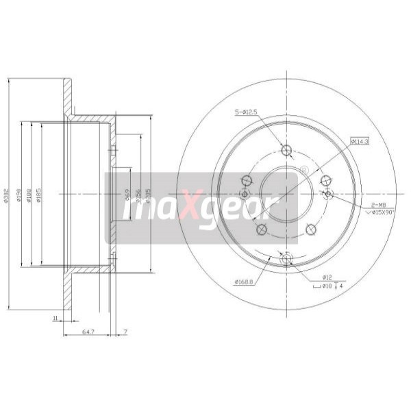 Слика на Кочионен диск MAXGEAR 19-1864