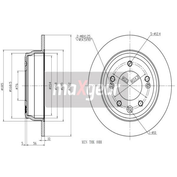 Слика на кочионен диск MAXGEAR 19-1879 за Hyundai i30 CW 1.4 - 109 коњи бензин