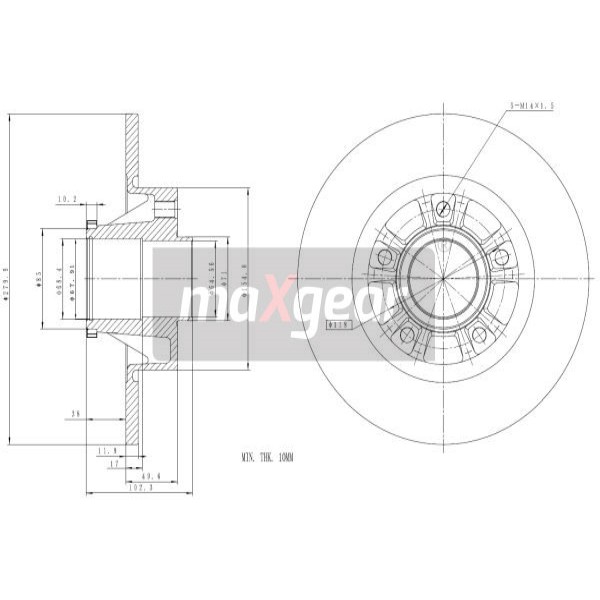 Слика на кочионен диск MAXGEAR 19-1911 за Nissan Primastar Bus (X83) dCi 90 - 90 коњи дизел