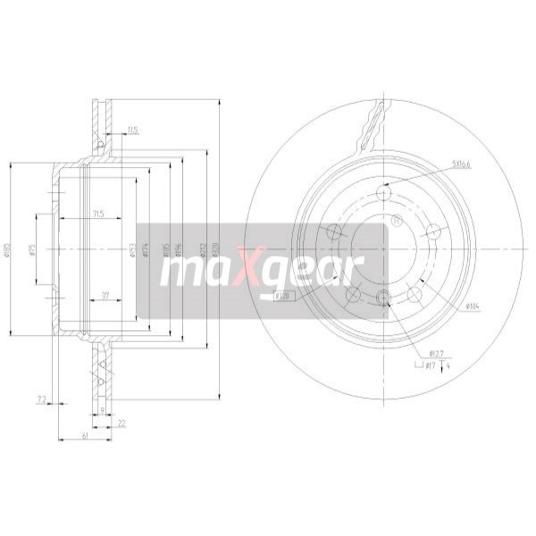 Слика на Кочионен диск MAXGEAR 19-1949