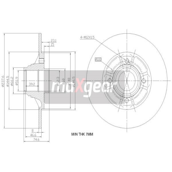 Слика на кочионен диск MAXGEAR 19-1972 за Renault Clio 2 1.5 dCi (B/CB07) - 65 коњи дизел