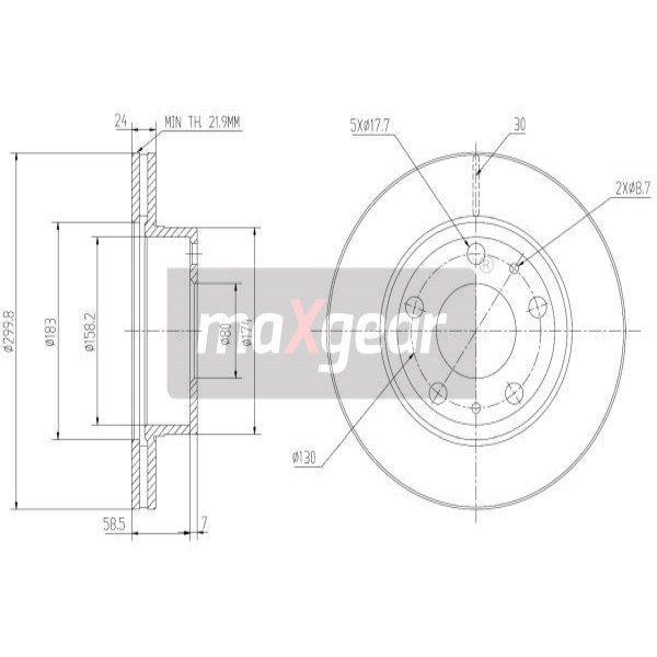 Слика на кочионен диск MAXGEAR 19-2006 за Fiat Ducato Platform 250 160 Multijet 3,0 D - 158 коњи дизел