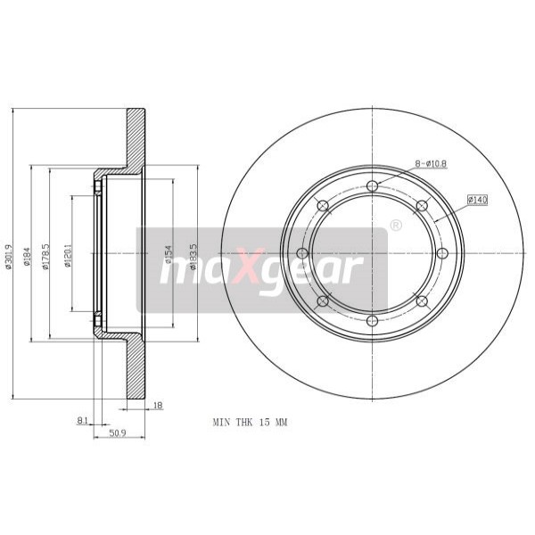 Слика на кочионен диск MAXGEAR 19-2012 за Renault Master 3 Platform (EV,HV,UV) 2.3 dCi [RWD] (UV0F, UV0E) - 146 коњи дизел