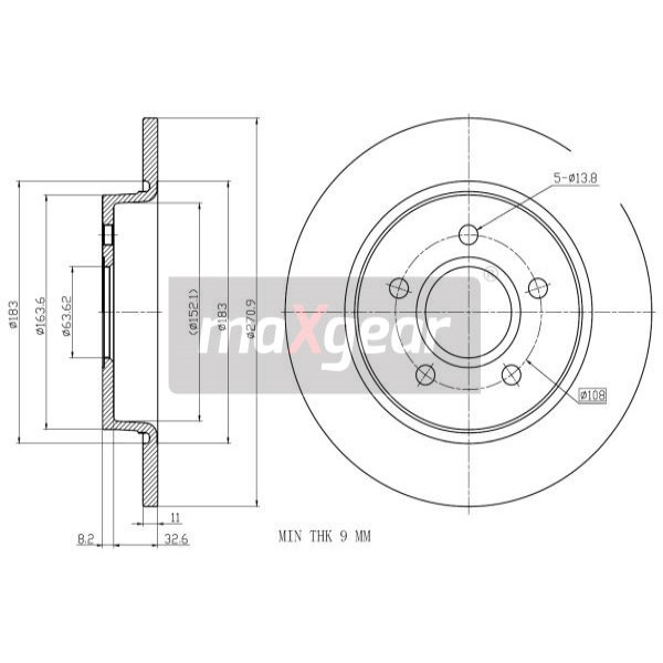 Слика на кочионен диск MAXGEAR 19-2233 за Ford Focus 3 Saloon 2.0 TDCi - 115 коњи дизел