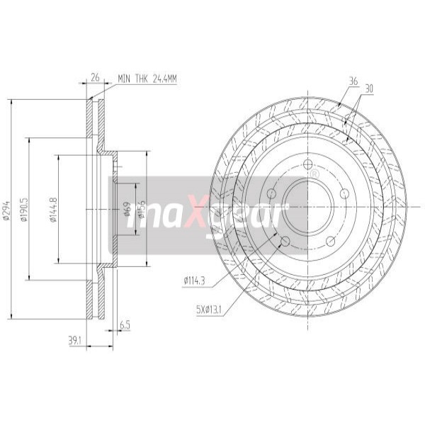 Слика на кочионен диск MAXGEAR 19-2273 за Citroen C4 Aircross 1.8 HDi 150 - 150 коњи дизел