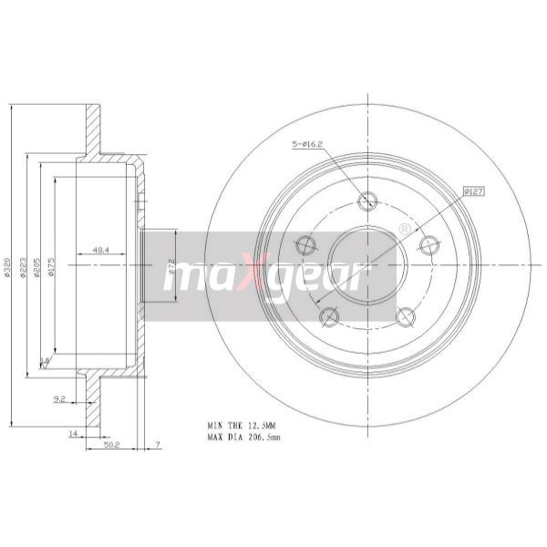 Слика на кочионен диск MAXGEAR 19-2279 за Jeep Commander 3.0 CRD 4x4 - 218 коњи дизел