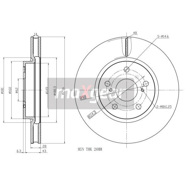 Слика на Кочионен диск MAXGEAR 19-2281