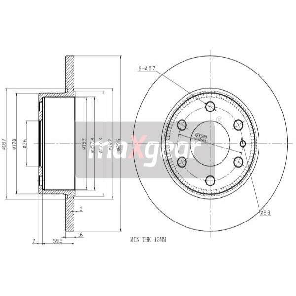 Слика на кочионен диск MAXGEAR 19-2404 за камион Iveco Daily 2006 Platform 35C11, 35S11, 35S11 D, 35S11 /P - 106 коњи дизел