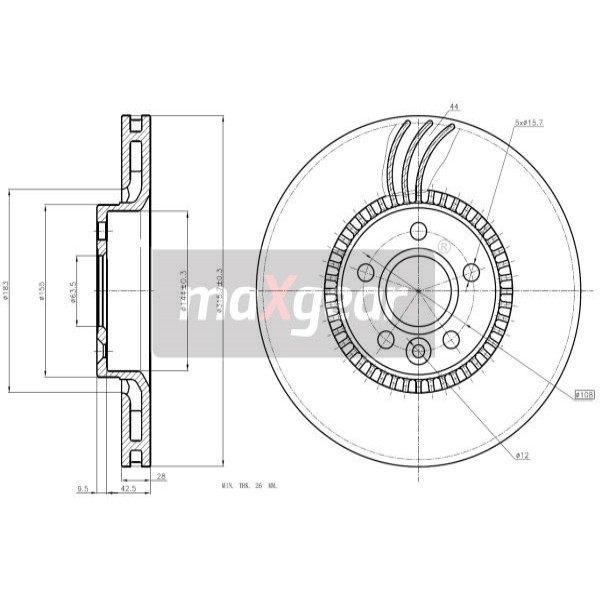 Слика на кочионен диск MAXGEAR 19-2429 за Volvo V60 2.4 D5 - 215 коњи дизел