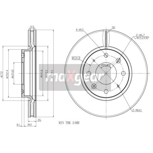 Слика на Кочионен диск MAXGEAR 19-2475