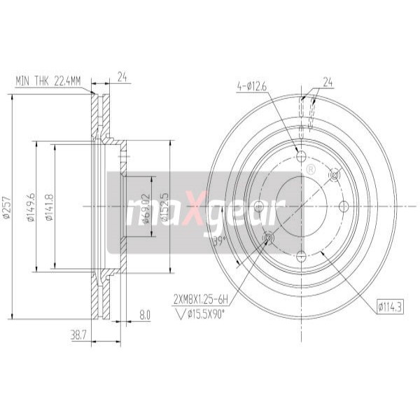 Слика на Кочионен диск MAXGEAR 19-2502