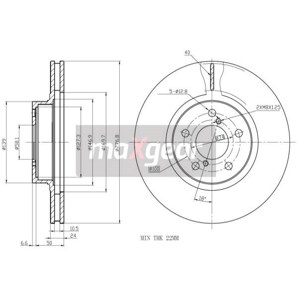 Слика на Кочионен диск MAXGEAR 19-2505