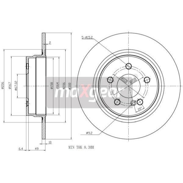 Слика на кочионен диск MAXGEAR 19-2680 за Mercedes C-class Saloon (w204) C 180 CGI (204.031) - 156 коњи бензин