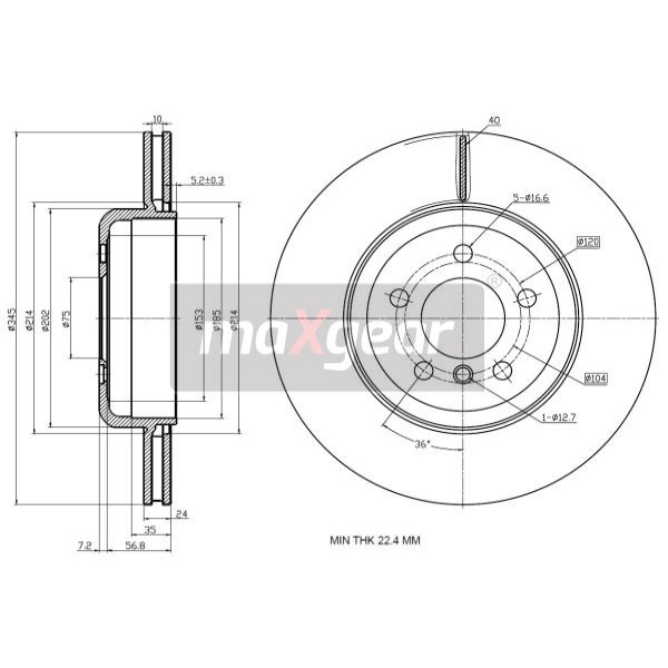 Слика на кочионен диск MAXGEAR 19-3235 за BMW 7 Series F 740 i - 326 коњи бензин