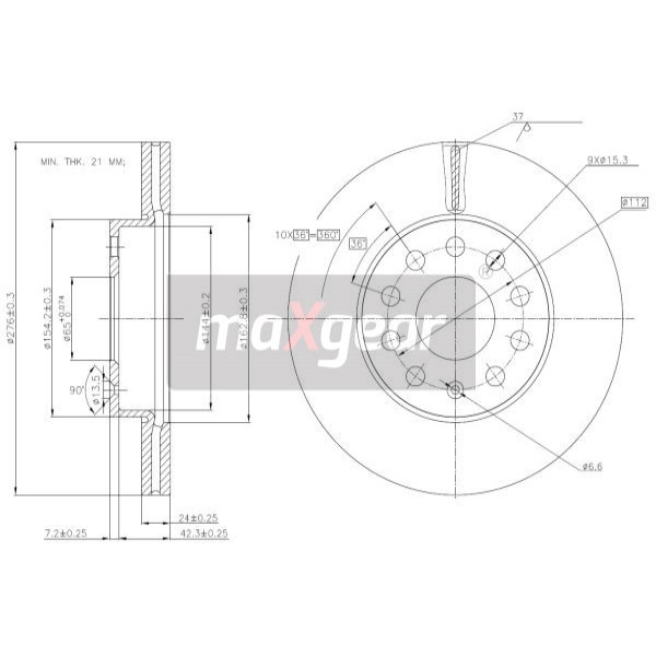 Слика на Кочионен диск MAXGEAR 19-3238