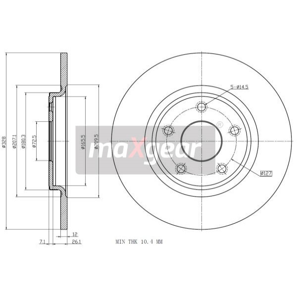 Слика на кочионен диск MAXGEAR 19-3244 за Fiat Freemont JC 2.0 JTD 4x4 - 170 коњи дизел