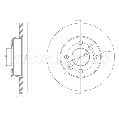 Слика на кочионен диск METELLI 23-0082 за Renault Rapid Box 1.1 - 48 коњи бензин