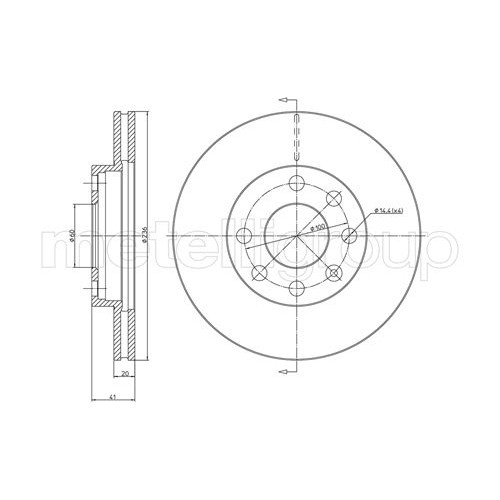 Слика на кочионен диск METELLI 23-0096 за Opel Astra F 1.7 TDS - 82 коњи дизел