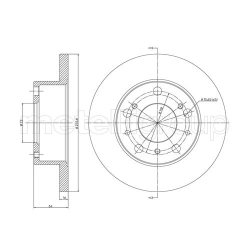 Слика на кочионен диск METELLI 23-0134 за Citroen C25 BOX 280,290 1.8 - 68 коњи бензин