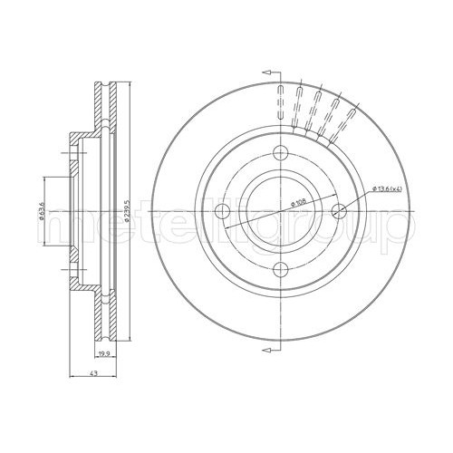 Слика на кочионен диск METELLI 23-0169 за Ford Courier BOX F3L,F5L 1.3 - 60 коњи бензин