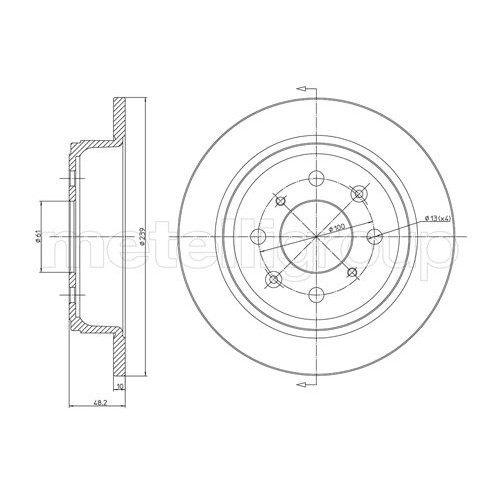 Слика на кочионен диск METELLI 23-0267 за Rover 25 (RF) 2.0 iDT - 101 коњи дизел